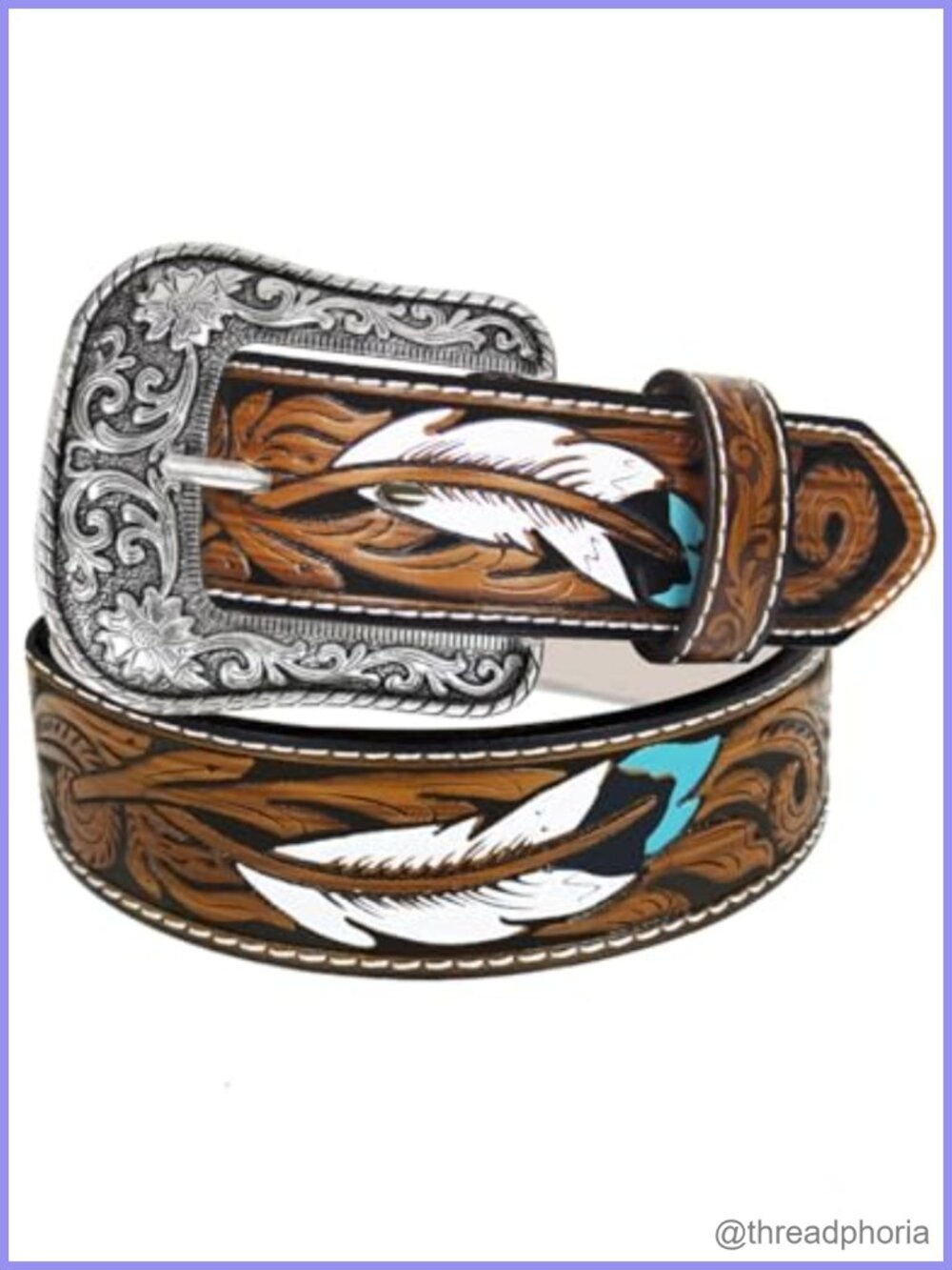 Western Faux Leather Belt 1.5" Removable Buckle